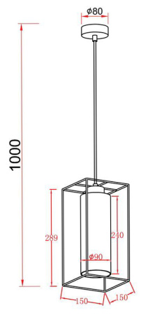 Светильник подвес 1*40Вт E27 черный/дымчатый цилиндр Лофт