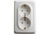 Этюд белый розетка открытая 2-мест заземление шторки IP20 угловая