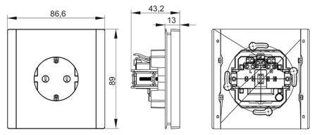 Фортепиано черный механизм розетки скрытая 1-мест заземление IP20 