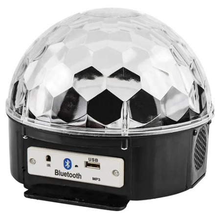 Светильник-проектор свд Диско-шар RGBYPW музыкальный с ДУ, Bluetooth, USB, вращающийся