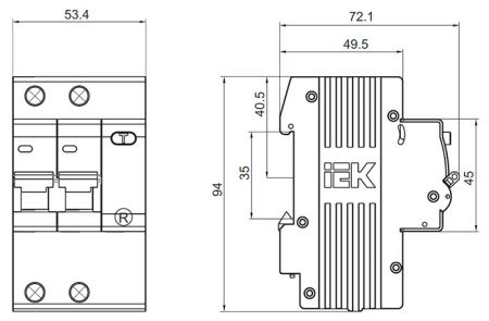 Дифавтомат 2Р 32А C 100мА 4,5кА АД12 3мод IEK