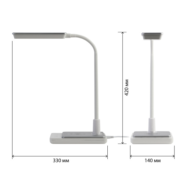 Светильник настольный свд 10Вт 3000-6500К 800лм белый/серебро подставка диммер сенсор ЭРА