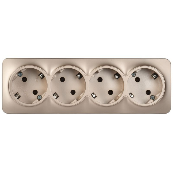 Глори шампань розетка открытая 4-мест заземление IP20 