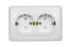 Этюд белый розетка открытая 2-мест заземление шторки IP20 угловая