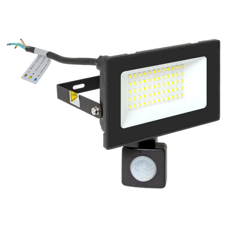 Прожектор свд 50Вт 6500К 4000лм черный IP65 110° Luma EKF датчик движения