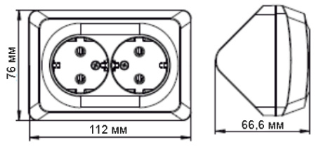 Этюд белый розетка открытая 2-мест заземление шторки IP20 угловая