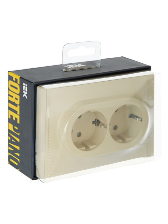 Фортепиано ваниль розетка скрытая 2-мест заземление шторки быстрозажим. клем. IP20 