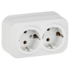 Глори белый розетка открытая 2-мест заземление IP20 