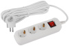 Удлинитель 3-мест 5м ПВС 3*1 белый выкл ЭРА  Greenline
