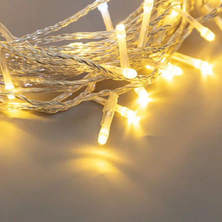 Гирлянда нить 20м теплый белый 150свд соединяемая IP44 прозрачный провод (до 5мод.) мерцание