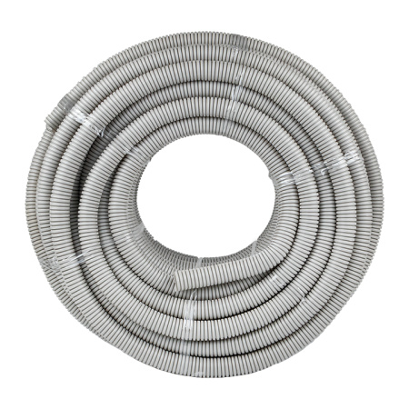 Труба гофра 32мм ПВХ 50м серый EKF с протяжкой 