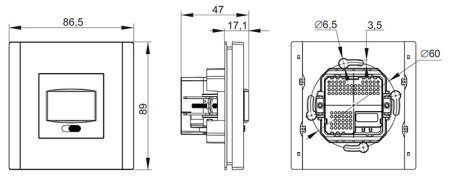 Датчик движения скрытый 500Вт 6м 160гр белый IP20 IEK ФП