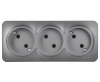 Глори сталь розетка открытая 3-мест IP20 