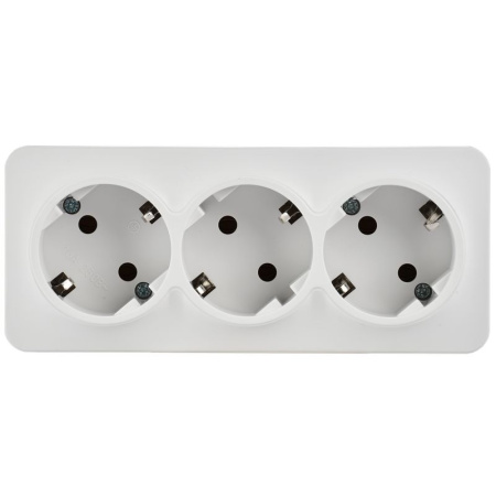 Глори белый розетка открытая 3-мест заземление IP20 