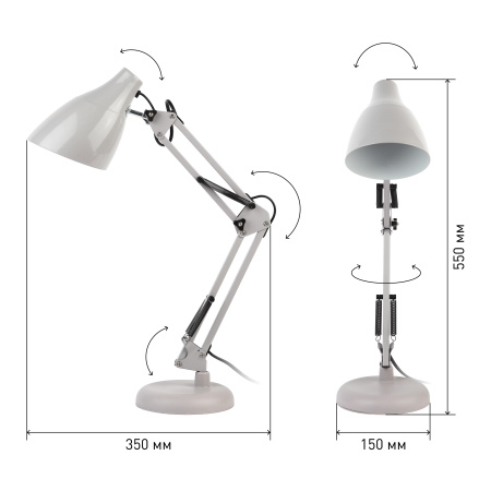 Светильник настольный 40Вт Е27 серый подставка ЭРА