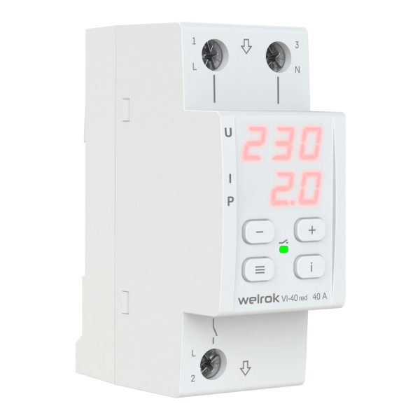 Реле напряжения и тока 1ф 40А 2мод VI-40  Welrok