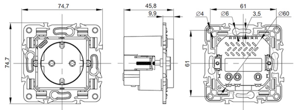 Сканди арктический белый розетка скрытая 1-мест заземление шторки IP20 USB Type-C 18Вт