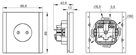 Фортепиано сталь розетка скрытая 1-мест шторки IP20