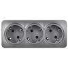 Глори сталь розетка открытая 3-мест заземление IP20 
