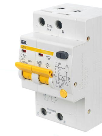 Дифавтомат 2Р 32А C 100мА 4,5кА АД12 3мод IEK