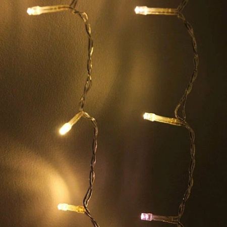 Гирлянда занавес 1,5*1,5м теплый белый 368свд IP20 прозрачный провод (до 8мод)