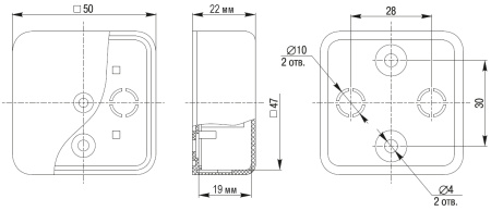 Коробка 50*50*20 квадрат дуб IP40 