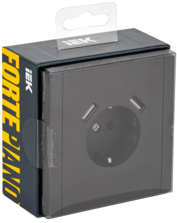 Фортепиано черный механизм розетки скрытая 1-мест заземление шторки USB IP20 3,1А