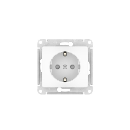 Атлас белый розетка скрытая 1-мест заземление шторки быстрозажим. клем. IP20 