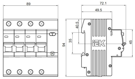 Дифавтомат 4Р 32А C 30мА 4,5кА АД14 5мод IEK
