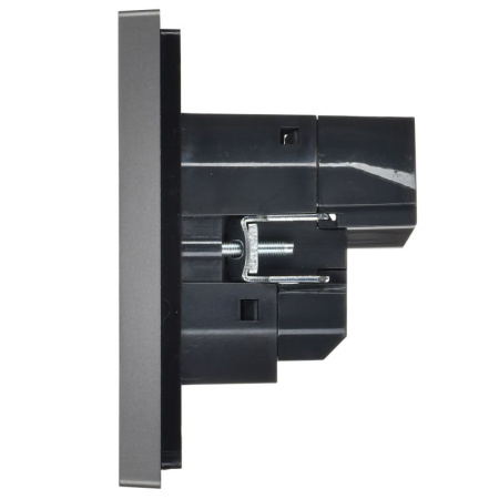 Фортепиано сталь розетка скрытая 1-мест заземление шторки USB IP20 18Вт