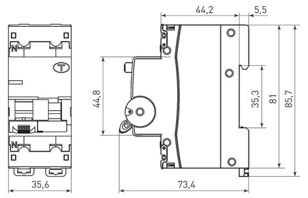 Автоматический выключатель дифференциального тока АВДТ-63N 1P+N 63А 30мА характеристика C тип A электронный 6кА PROXIMA EKF
