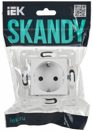 Сканди арктический белый розетка скрытая 1-мест заземление шторки быстрозажим. клем. IP20 б/к
