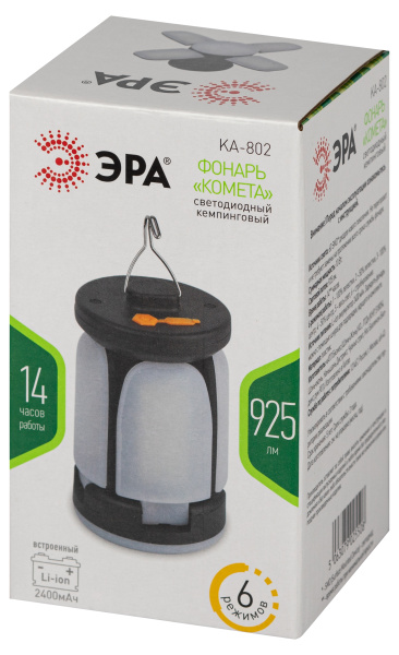 Фонарь кемпинг 1СВД+16СВД 10Вт 925лм аккумулятор USB IP20 ЭРА КА-802 Комета