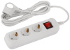 Удлинитель 3-мест 3м ПВС 3*0,75 белый выкл ЭРА  Greenline
