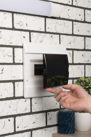 Бокс 12мод встраиваемый белый черная прозрачная дверь  SlimBox EKF