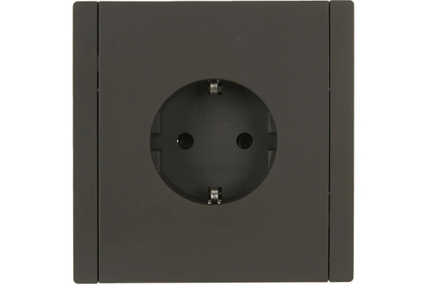 Фортепиано серый розетка скрытая 1-мест заземление IP20 винтовое крепление
