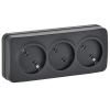 Глори черный розетка открытая 3-мест IP20 