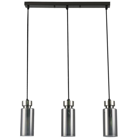 Светильник подвес 3*15Вт E14 никель цилиндр дымчатый 