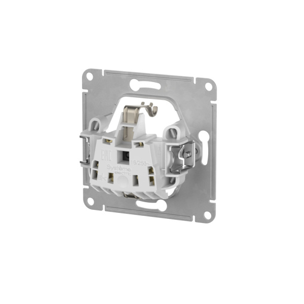 Атлас белый розетка скрытая 1-мест заземление шторки быстрозажим. клем. IP20 