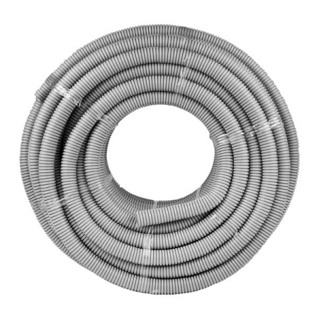 Труба гофра 32мм ПВХ 50м серый EKF с протяжкой 