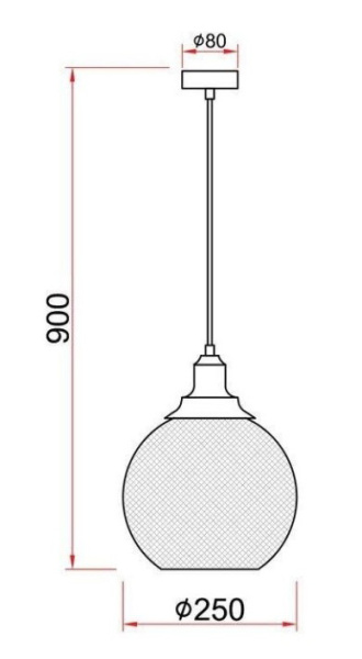 Светильник подвес 1*40Вт E27 черный шар сетка Лофт