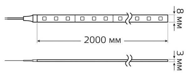 Лента свд 12В 8Вт/м 60свд/м 4000К 900лм/м 5050 IP20 Gauss 2м Basic